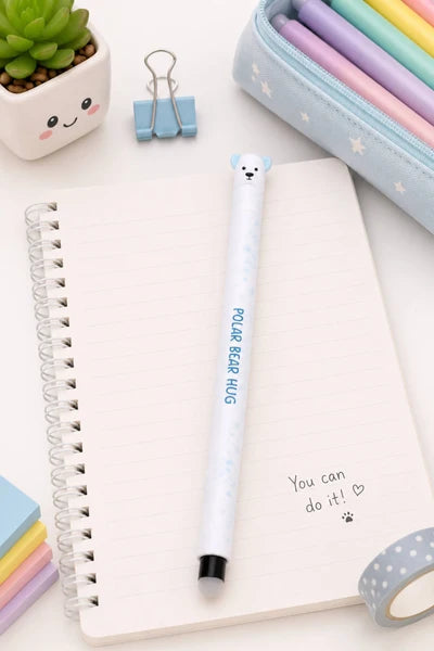 Penna Gel Cancellabile Queen Orso Polare