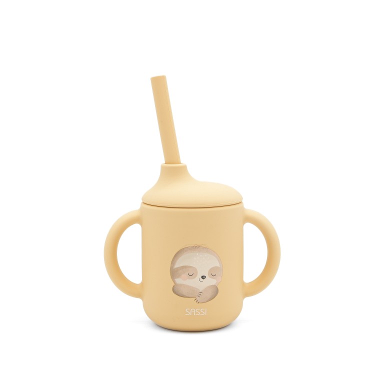 Gnawy il Bradipo Bicchiere con cannuccia in silicone Sassi