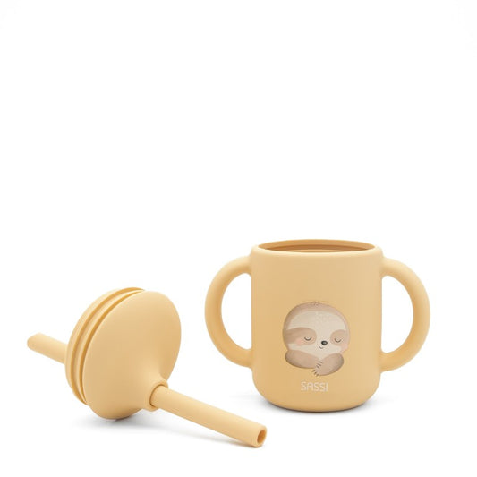 Gnawy il Bradipo Bicchiere con cannuccia in silicone Sassi