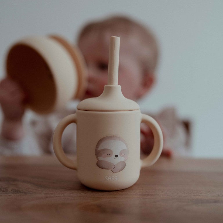 Gnawy il Bradipo Bicchiere con cannuccia in silicone Sassi