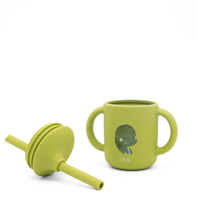 Cracky il Dinosauro Bicchiere con cannuccia in silicone Sassi