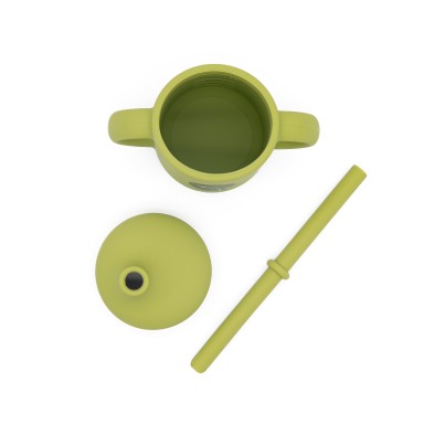 Cracky il Dinosauro Bicchiere con cannuccia in silicone Sassi