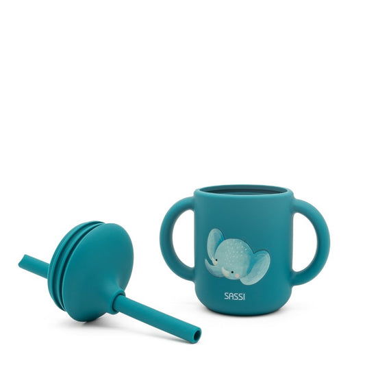 Chewy l'Elefante Bicchiere con cannuccia in silicone Sassi