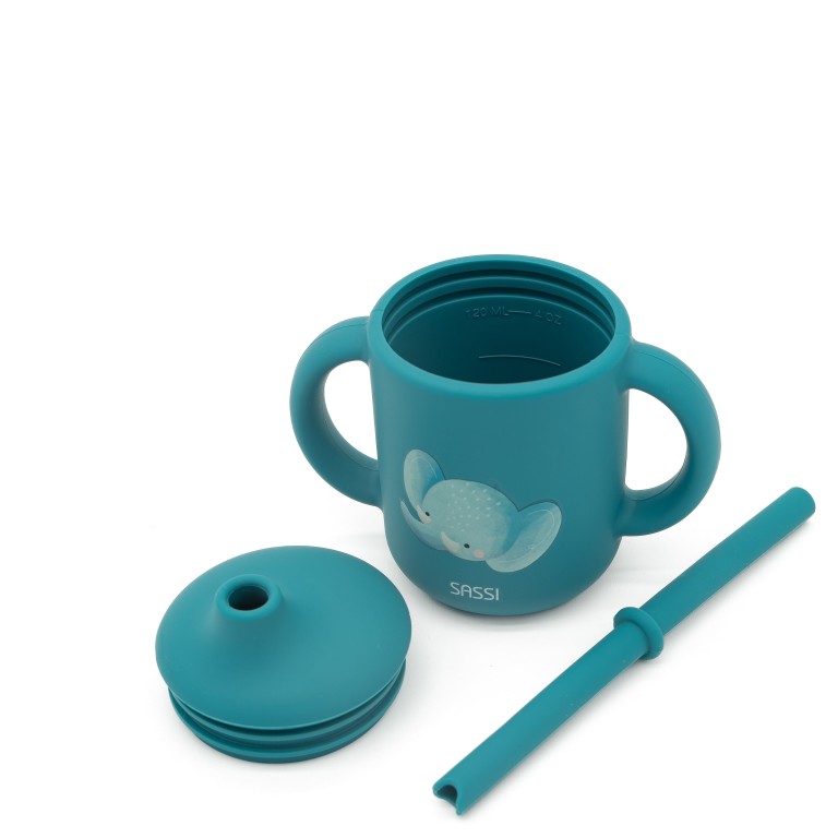 Chewy l'Elefante Bicchiere con cannuccia in silicone Sassi