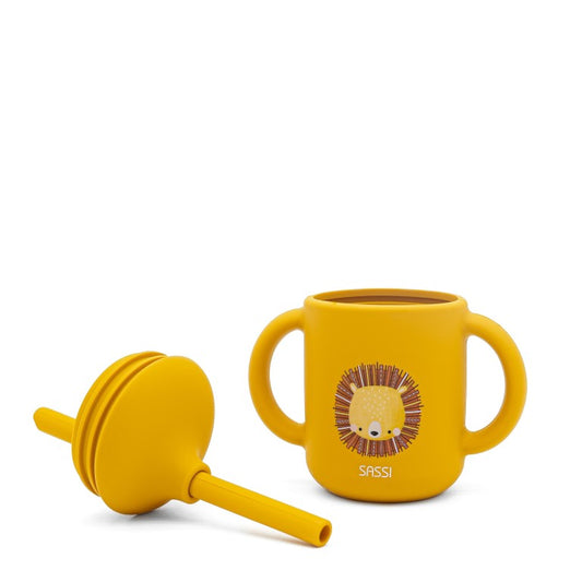 Chompy il Leone Bicchiere con cannuccia in silicone Sassi