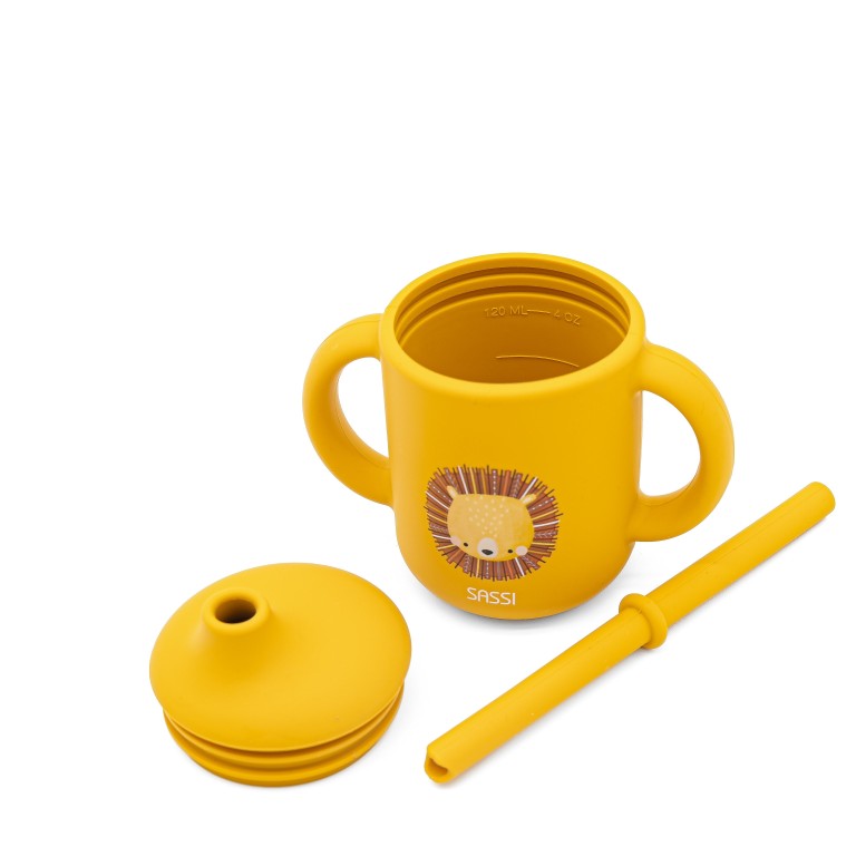 Chompy il Leone Bicchiere con cannuccia in silicone Sassi