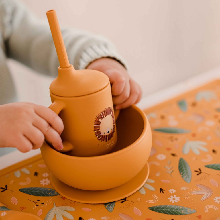 Chompy il Leone Bicchiere con cannuccia in silicone Sassi
