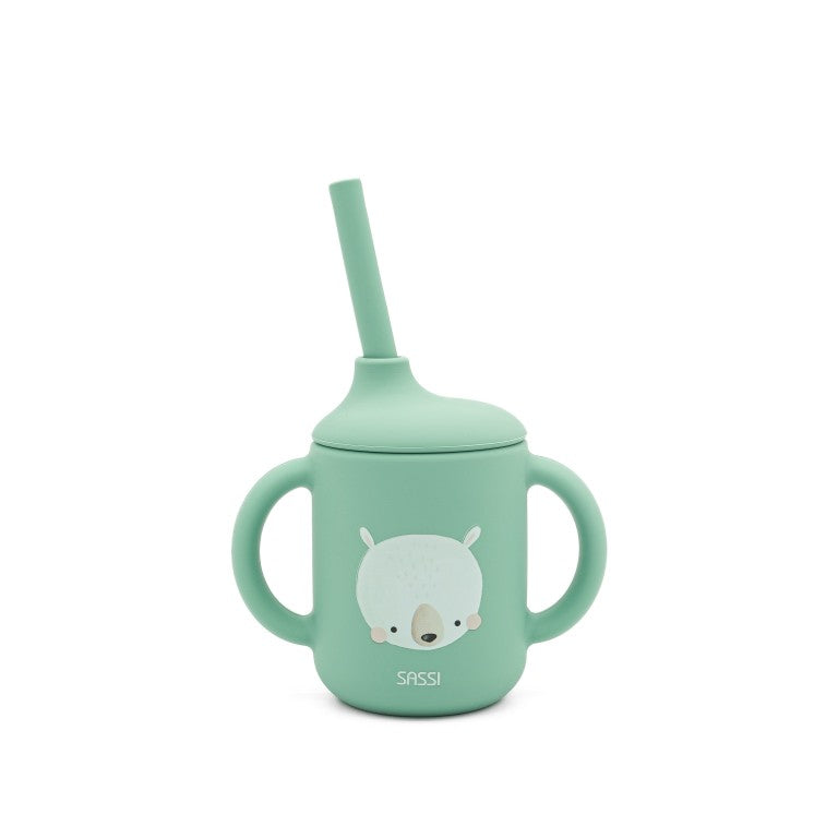 Munchy l'Orso Bicchiere con cannuccia in silicone Sassi