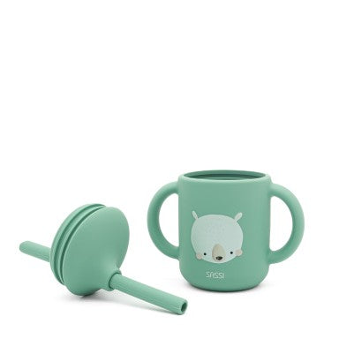 Munchy l'Orso Bicchiere con cannuccia in silicone Sassi