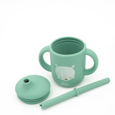 Munchy l'Orso Bicchiere con cannuccia in silicone Sassi