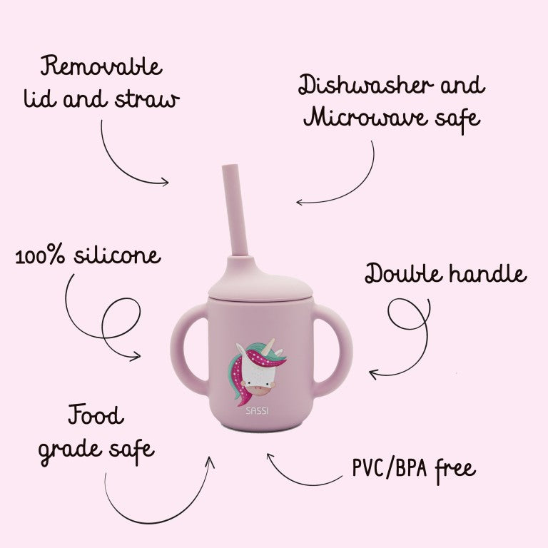 Sparkly l'Unicorno Bicchiere con cannuccia in silicone Sassi