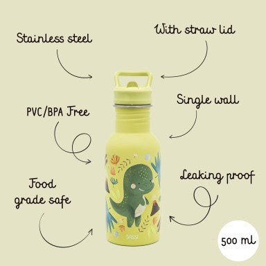 Cracky il Dinosauro Borraccia in acciaio inox 500ml Sassi