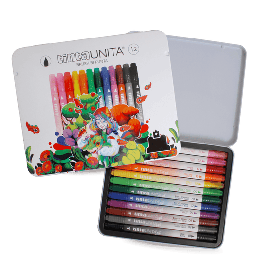 12 BRUSH PEN BI PUNTA