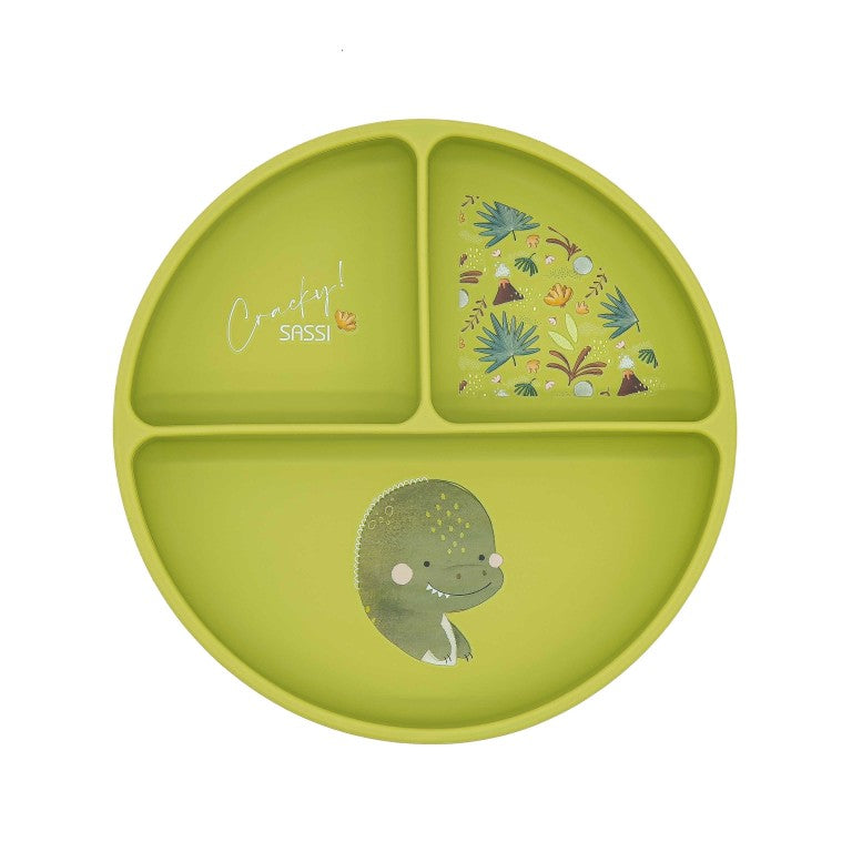 Cracky il Dinosauro Piatto con ventosa in silicone Sassi