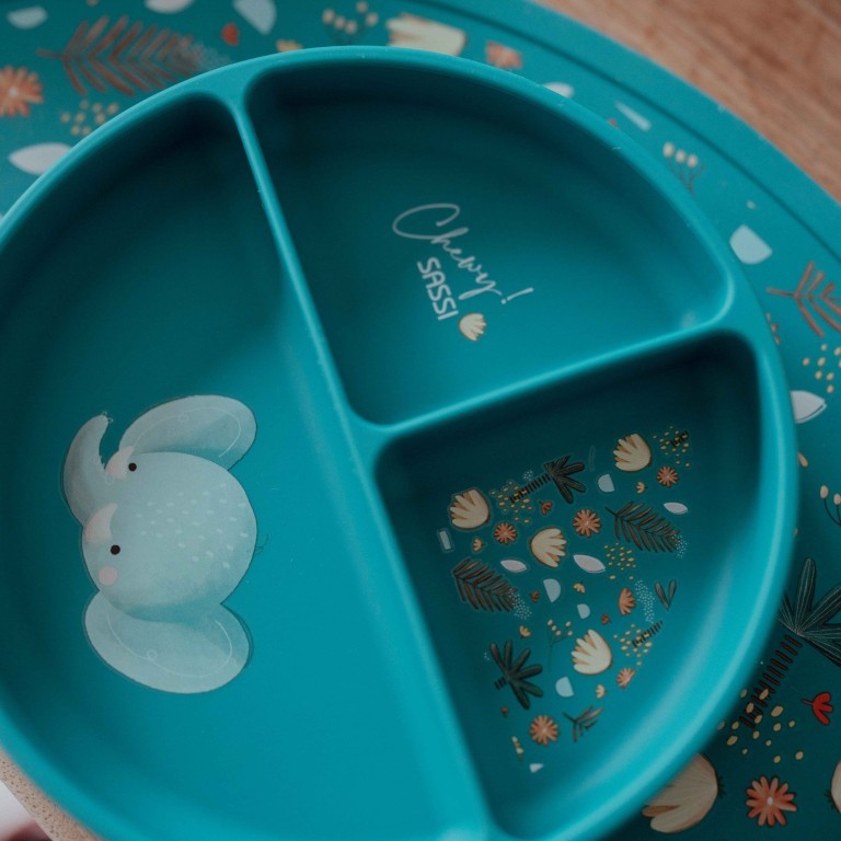 Chewy l'Elefante Piatto con ventosa in silicone Sassi