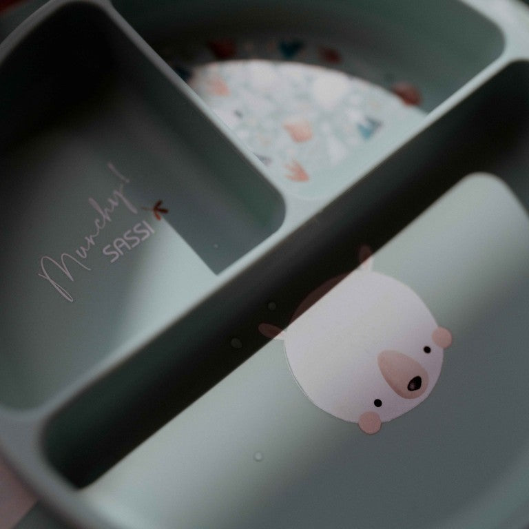 Munchy l'Orso Piatto con ventosa in silicone Sassi