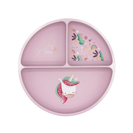 Sparkly l'Unicorno Piatto con ventosa in silicone Sassi