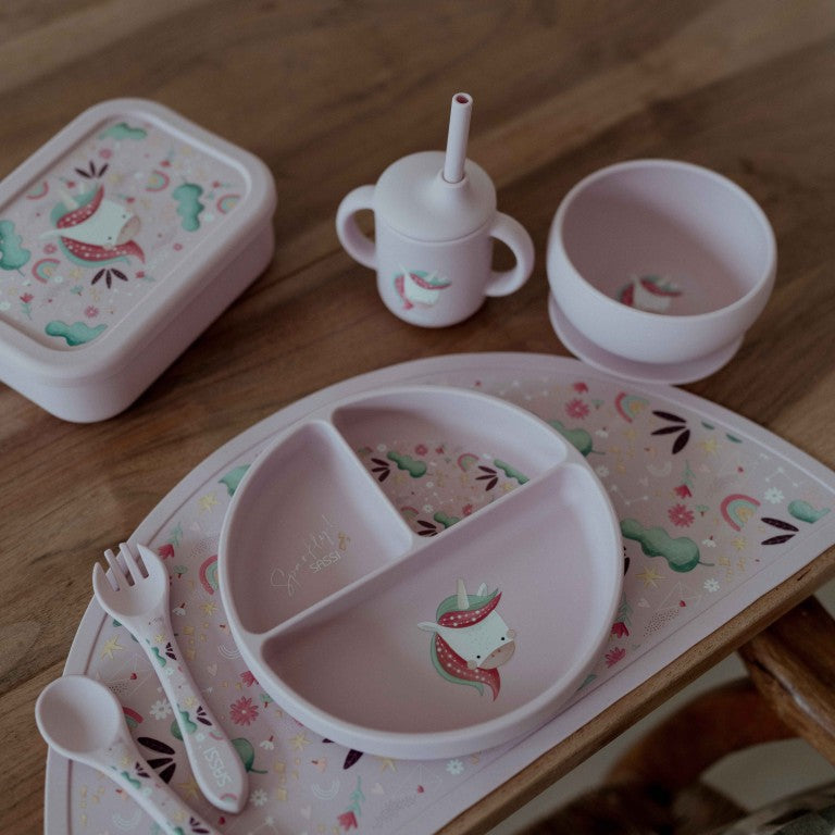 Sparkly l'Unicorno Piatto con ventosa in silicone Sassi