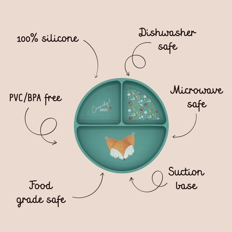 Crunchy la Volpe Piatto con ventosa in silicone Sassi
