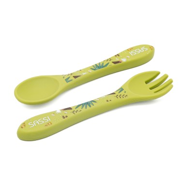 Crucky il Dinosauro Posate in silicone Sassi
