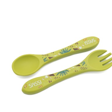 Crucky il Dinosauro Posate in silicone Sassi