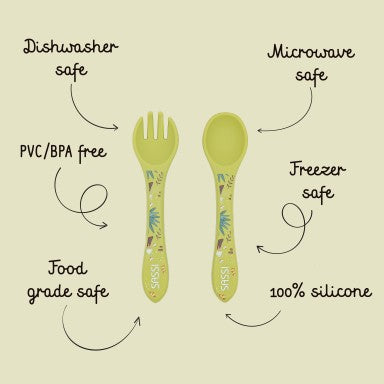 Crucky il Dinosauro Posate in silicone Sassi