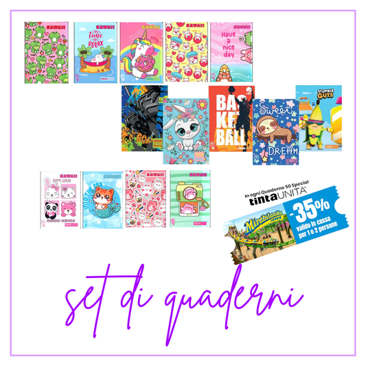 Set 5 quaderni MAXI SPECIAL tintaUNITA - RIGATURA A - 1^ elementare
